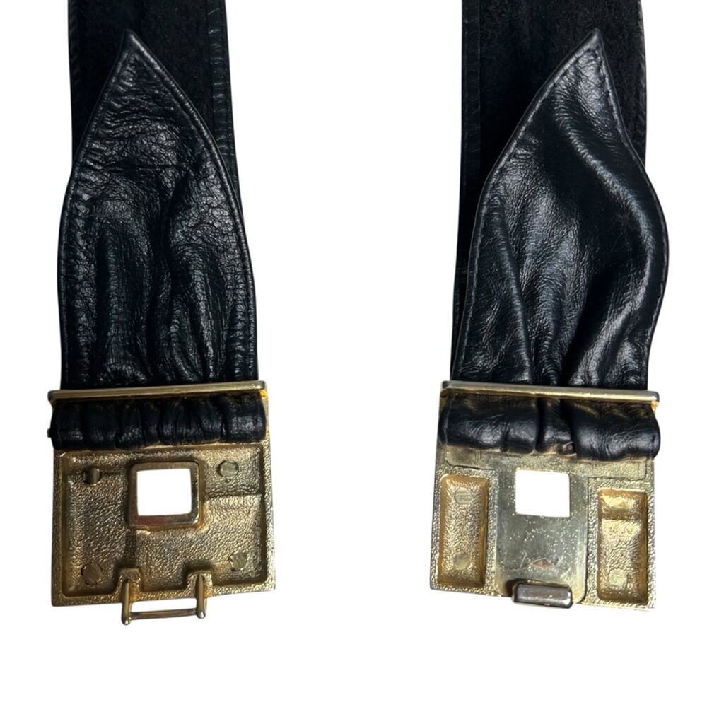 Maureen Elaine by Picadilly Square Leather Belt Metal Front Clasp Size Medium - Picture 5 of 5